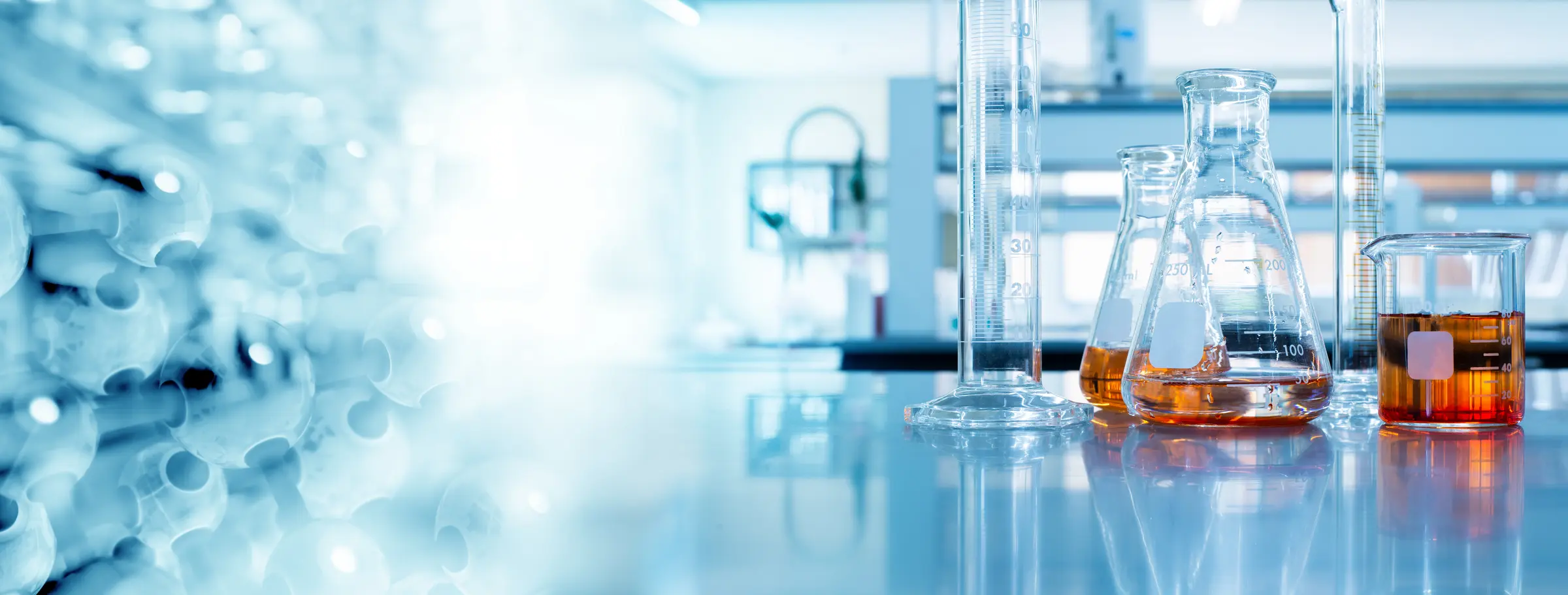 Specialty chemical samples in a professional laboratory